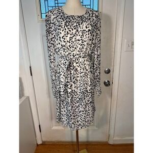 Anthropologie Cloth & Stone Leopard Print Long Sleeve Tie Waist mini dress. M
